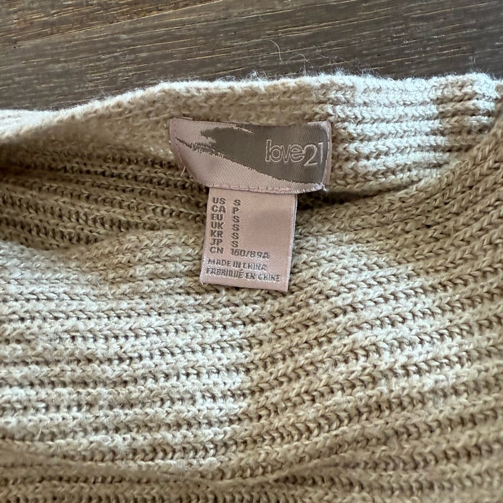 Forever 21 Beige Tan Knit Pancho High Neck Sweater